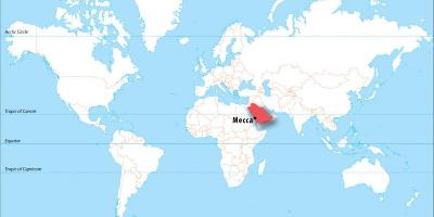 Mekka in Welt-Karte